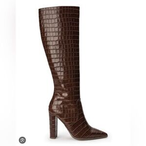 Tony Bianco Chestnut Croc/Snake Embossed Heeled Boots